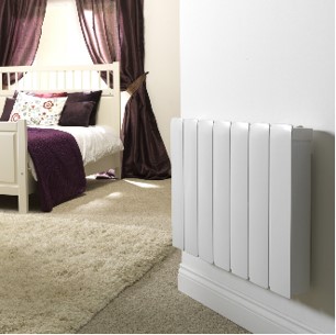 Electric panel heater in a bedroom (Dimplex)