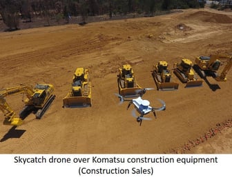 Skycatch drone and Komatsu construction equipment