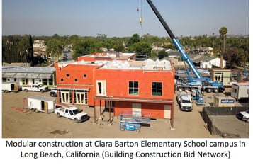 Modular construction at Clara Barton elementary school.