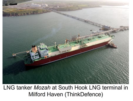 LNG tanker Mozah at South Hook LNG terminal in Milford Haven