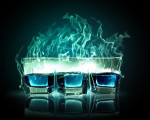 Image of three glasses of burning emerald absinthe