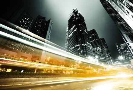 traffic in Hong Kong at night