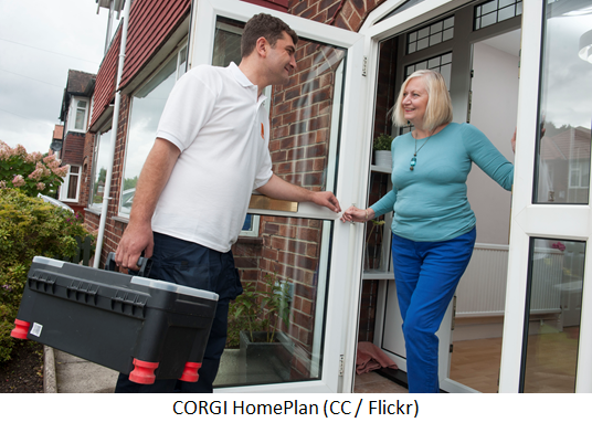 Boiler engineer arriving at house